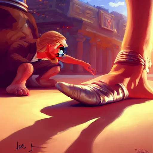 Image similar to donald trump licking feet, ben hur, loftis, cory behance hd by jesper ejsing, by rhads, makoto shinkai and lois van baarle, ilya kuvshinov, rossdraws global illumination