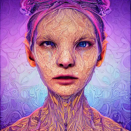 Image similar to the portrait of an unbelievably cute woman partially made of onions of all colors, an ultrafine detailed illustration by james jean, final fantasy, intricate linework, bright colors, behance contest winner, vanitas, angular, altermodern, unreal engine 5 highly rendered, global illumination, radiant light, detailed and intricate environment