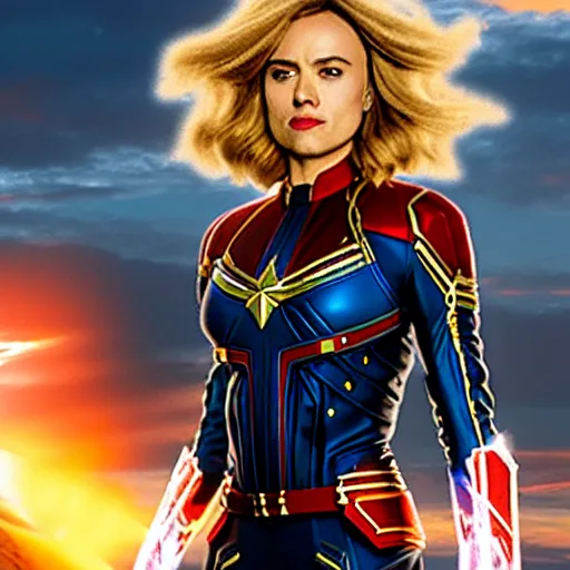 Image similar to film still of Scarlett Johansson as Captain Marvel in Captain Marvel