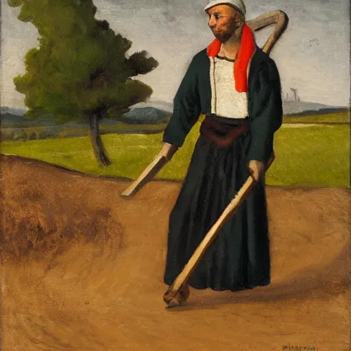 Prompt: peasant with a scythe