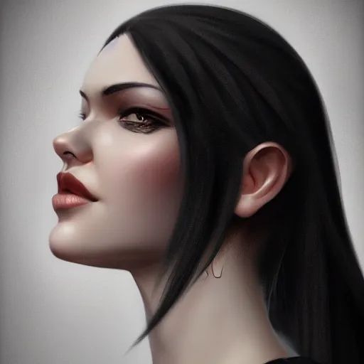 Image similar to a digital painting of a woman with black hair, a character portrait by Charlie Bowater, featured on cgsociety, photorealism, deviantart hd, daz3d, zbrush