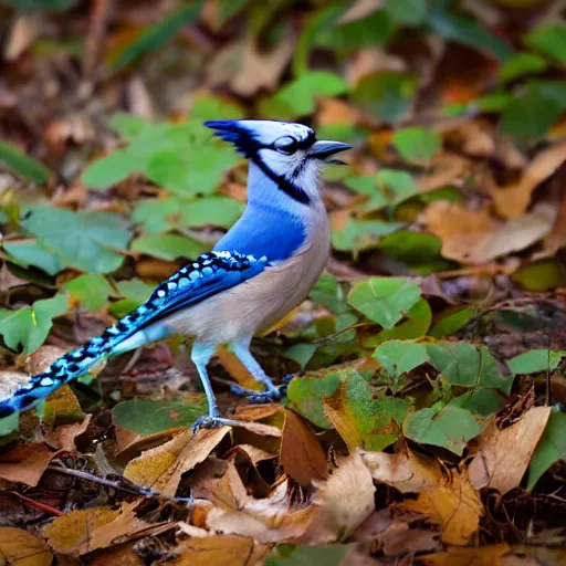 Image similar to blue jay in autumnal forest by river