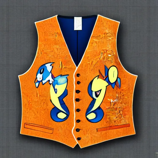 Prompt: A vest with a pattern of pokemon