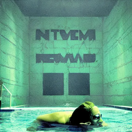 Image similar to nirvana nevermind in a radioactive green pool