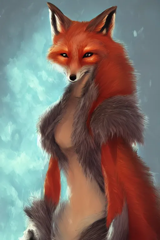 Image similar to an anthropomorphic medieval fox with a fluffy tail, backlighting, trending on artstation, digital art, furry art, trending on furaffinity, fantasy art, by kawacy