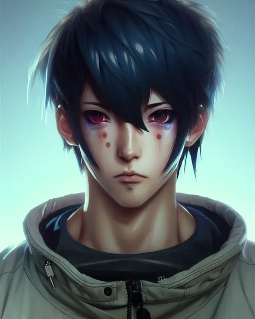 portrait Anime Brutal Guy prosthetic cloudpunk sharp | Stable Diffusion ...