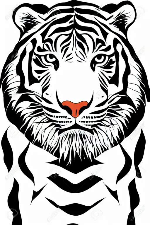 Image similar to minimalist boho style art of a colorful tiger, illustration, vector art