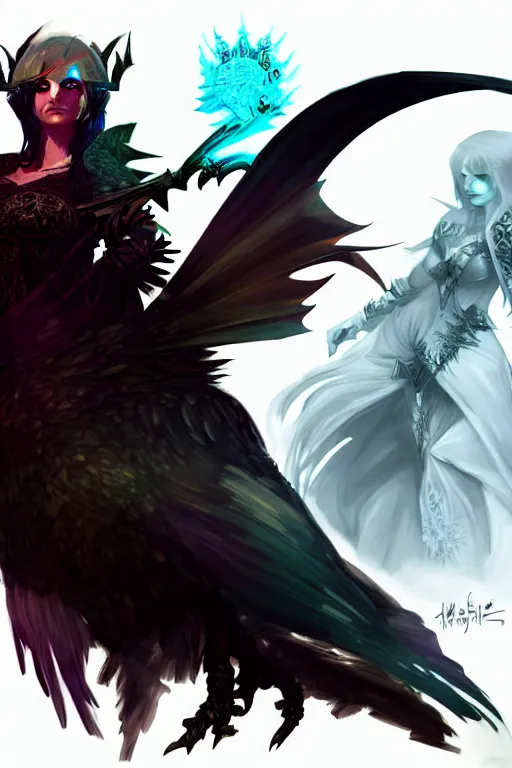 Prompt: Nevermore of Guild Wars 2, concept art, close-up, digital art, elegant