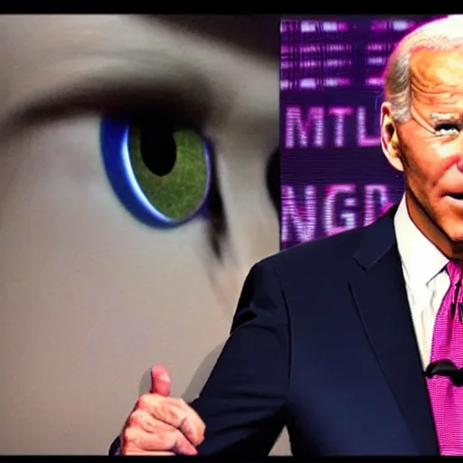 Image similar to Evil Joe Biden with Glowing Eyes