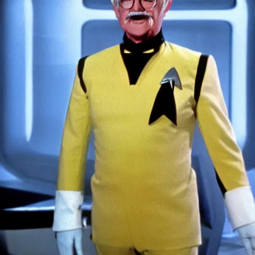 Image similar to A still of Colonel Sanders as a Captain Kirk on Star Trek