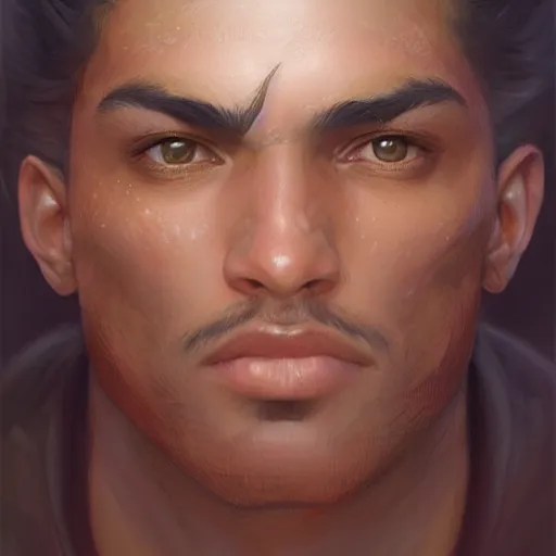 Image similar to beautiful, strong, mixed race, male, face, head shot, fantasy, highly detailed, digital painting, artstation, concept art, smooth, sharp focus, illustration, art by artgerm and greg rutkowski and alphonse mucha