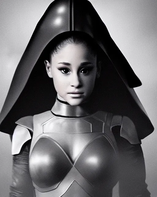 Prompt: Award winning photo of Ariana Grande as a sith lord, Star Wars concept art by Colin Cantwell, Sith Lord. Dramatic Lighting, Cinematic Lighting, Artstation, volumetric fog, action photography, hyper-realistic, 8K resolution, 4K resolution