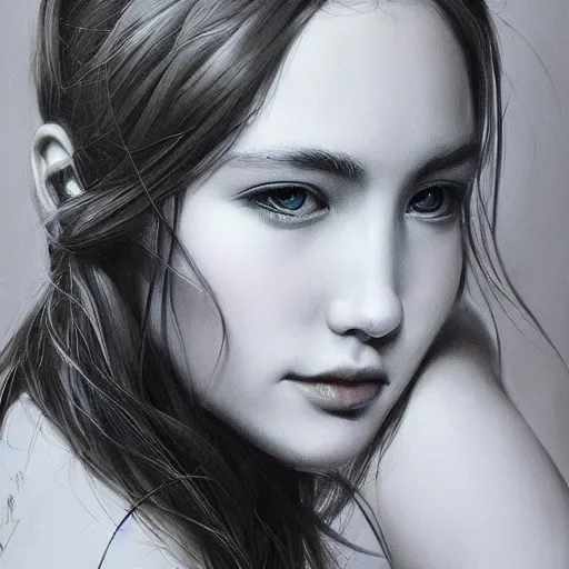 Prompt: masterpiece painting, fine art, portrait, detailled, realistic, artgerm, trending on artstation, splendid, beautiful