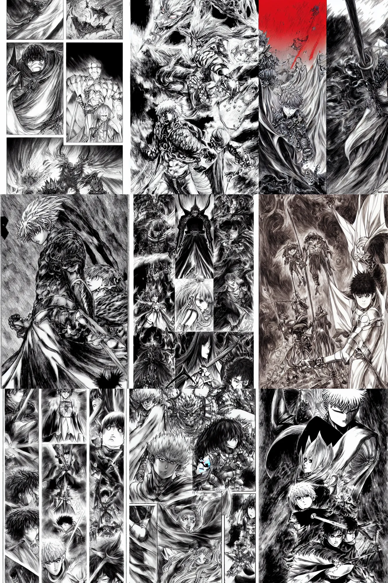 berserk manga pages by kentaro muira, Stable Diffusion