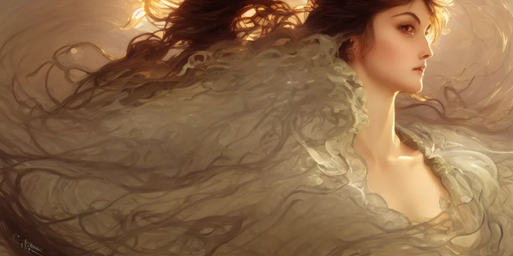 Image similar to inside the curl of a wave, elegant, highly detailed, digital painting, artstation, concept art, smooth, sharp focus, illustration, ArtStation, art by artgerm and greg rutkowski and alphonse mucha and J. C. Leyendecker and Edmund Blair Leighton and Charlie Bowater