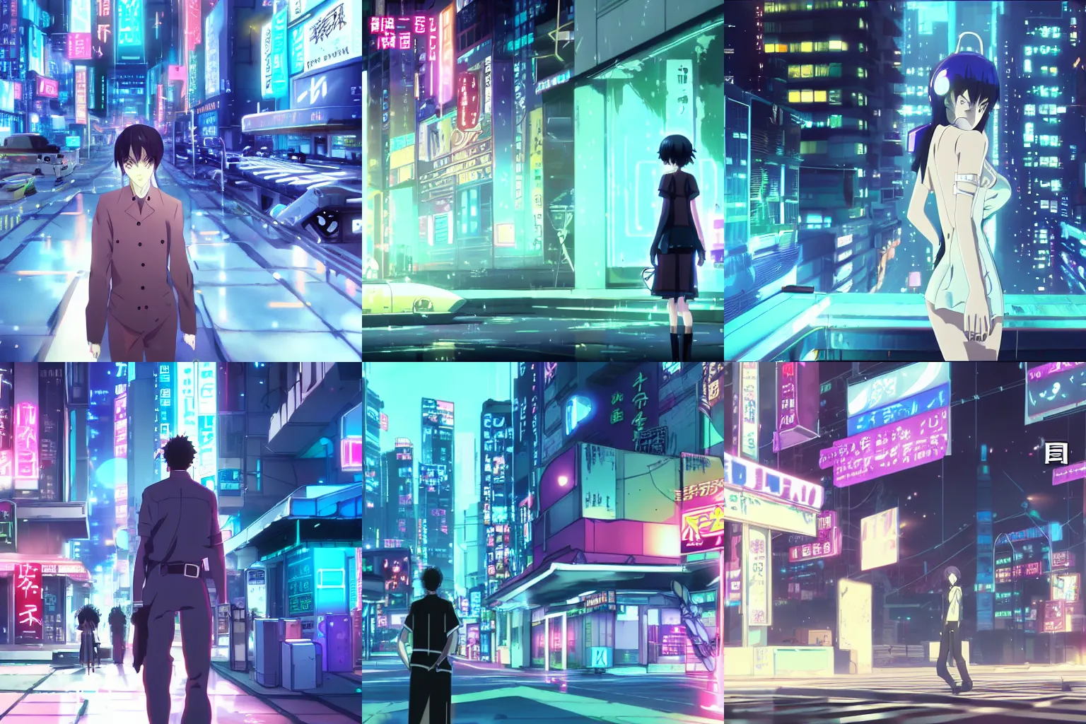 Prompt: screenshot from the science fiction cyberpunk neon-noire detective anime by studio 4c, from the anime film by makoto shinkai
