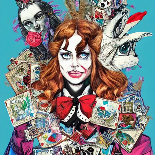 Prompt: alice in wonderland, by sandra chevrier and phillipe druillet, trending on artstation hq, deviantart, pinterest, 4 k uhd image