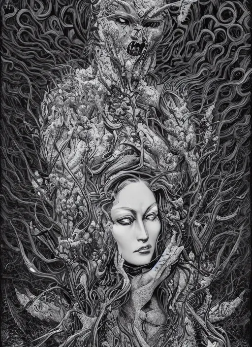 Prompt: Demon goddess painting by Dan Hillier, trending on artstation, artstationHD, artstationHQ, 4k, 8k