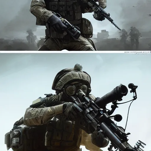 Image similar to arma 4 soldier, by feng zhu, highly detailed, excellent composition, cinematic concept art, dramatic lighting, trending on artstation