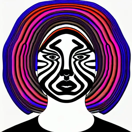 Image similar to a beautiful female face made of illusory motion dazzle camouflage perlin noise optical illusion