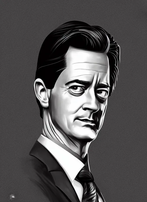 Prompt: portrait of kyle maclachlan as dale cooper by cristiano siqueira