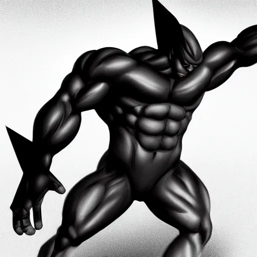 Image similar to muscular black pokemon, digital painting, aesthetic, minimalistic design, artstation