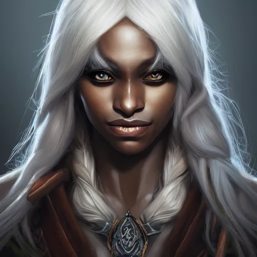 Image similar to portrait of a beautiful drow adventurer, ranger, Alexandria's genesis, chin-length hair, bored, illustration, soft lighting, soft details, hyper realism, high detailed, painting oil on canvas by mark arian by artgerm, trending on artstation, 4k, 8k, HD