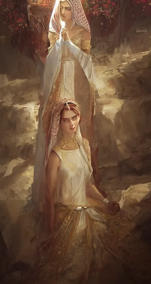 Image similar to arabian princess wedding day, digital art,ultra realistic,ultra detailed, ultra wide Lens, art by greg rutkowski