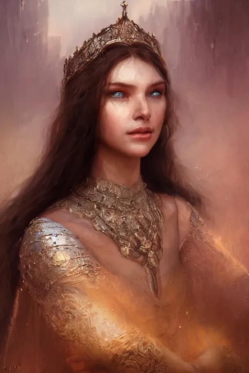 Image similar to medieval princess, gorgeous, close-up portrait, intricate, elegant, volumetric lighting, scenery, digital painting, highly detailed, artstation, sharp focus, illustration, concept art, ruan jia, steve mccurry