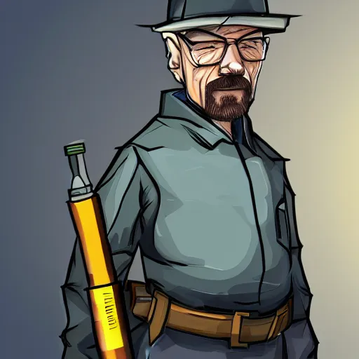 Prompt: Walter White as Gordon Freeman, concept art, digital painting