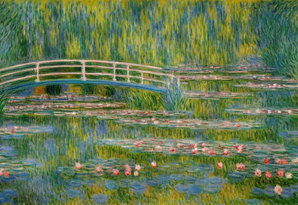 Image similar to a beautiful painting of a pond in spring time by Monet, Wes Anderson, James Jean, trending on Artstation, 4k