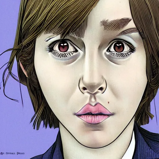 Prompt: strange full length portrait of emma watson with face by yuji moriguchi and shintaro kago