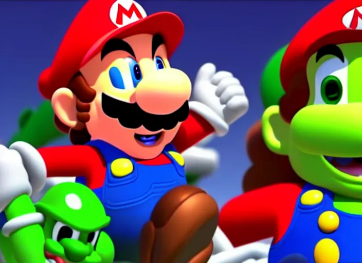 Image similar to film still of mario and yoshi in the new sci - fi movie, 8 k