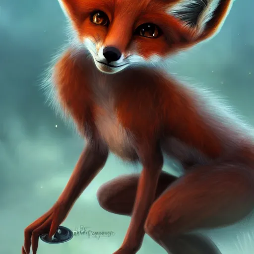 Prompt: award - winning extremely detailed fantasy art of a cute female anthro fox with big eyes, 4 k