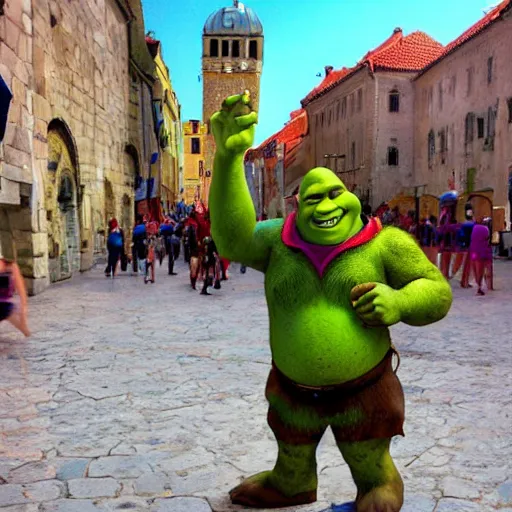 Image similar to shrek drunk in croatia