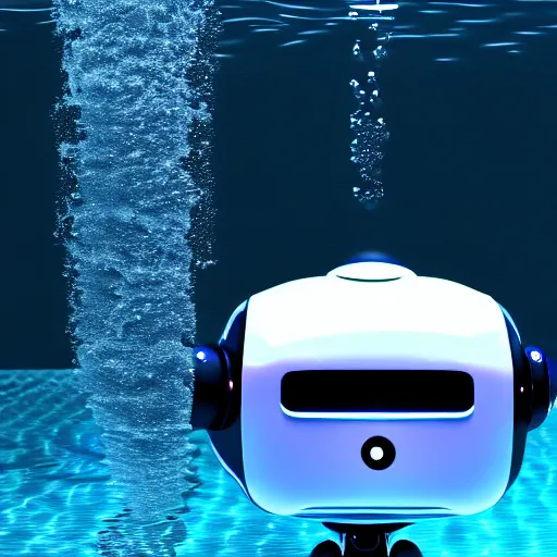 Prompt: a cute little robot under water. super realistic 8 k render of a dark hooded powerful elegant, cinematic composition