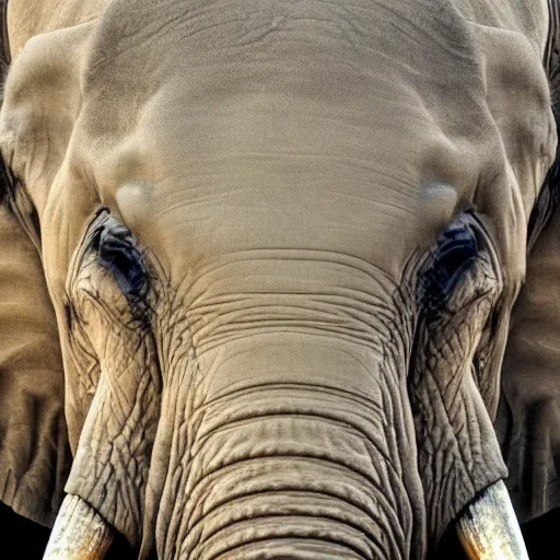 Prompt: ultra detailed photo, extreme close up of elephant face, centered around the eyes and penetrating stare