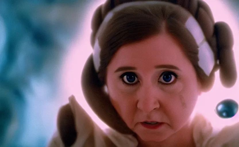 Prompt: hamster as princess leia, movie still, star wars, cinematic, sharp focus, cinematic grain, cinematic lighting, 8 k