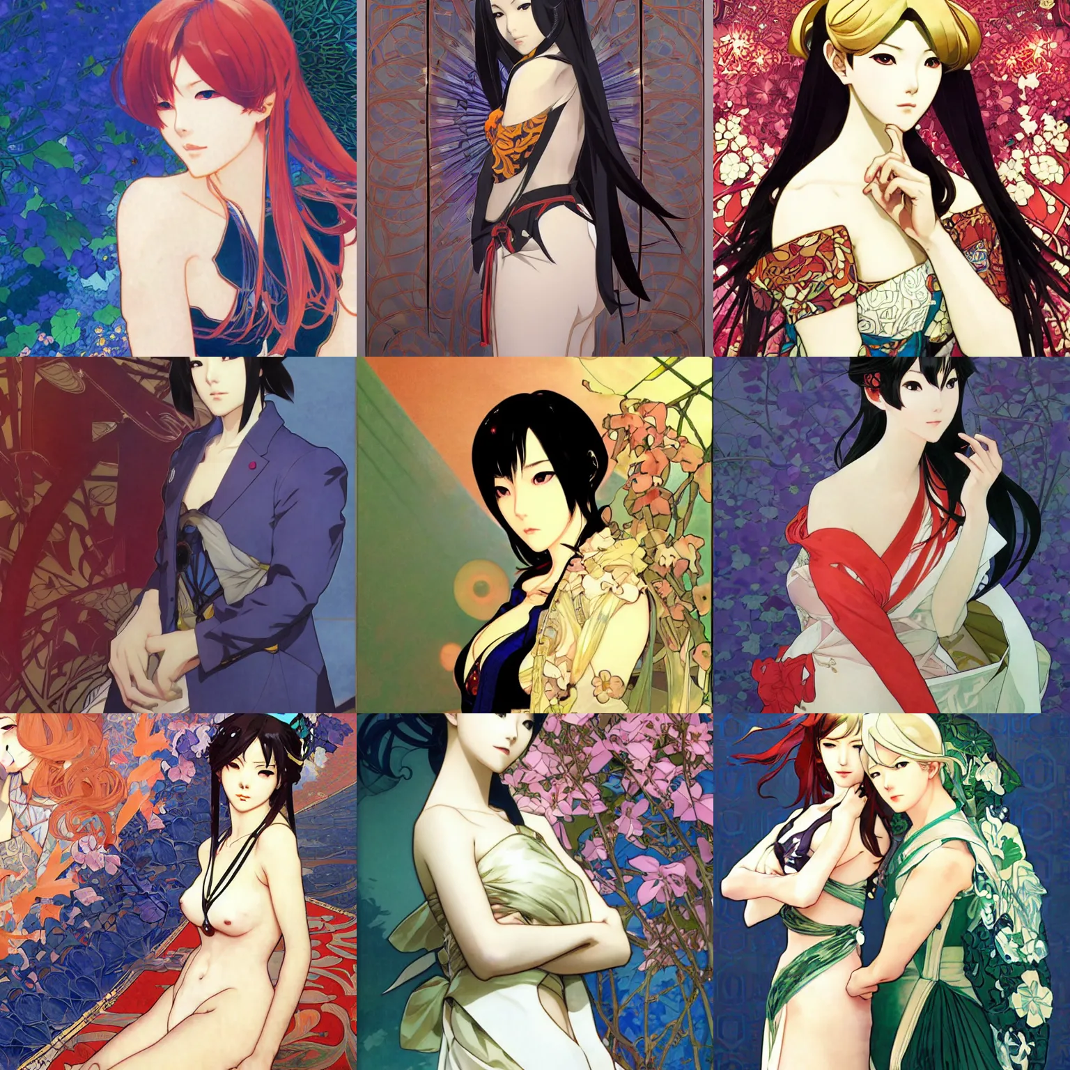 Prompt: lee jin - eun by shigenori soejima, alphonse mucha, rule of thirds, seductive look, beautiful