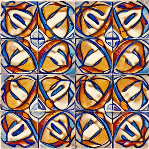 Image similar to an ornate floor tile depicting DNA as the theme, single tile