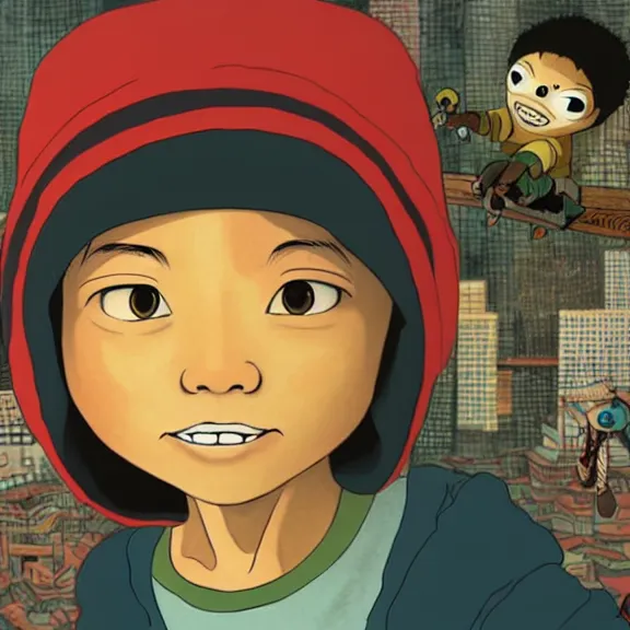 Prompt: kid portrait in the style of tekkonkinkreet, highly detailed, 4 k