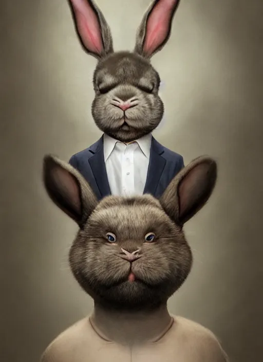 Prompt: hyper realistic, portrait of a derpy half mr. bean, half big chungus, with bunny rabbit ears, very fuzzy, furry, smoking weed, by greg rutkowski, scott m fischer, artgerm, loish, slight glow, atmospheric, anne stokes, alexandros pyromallis, 4 k, 8 k