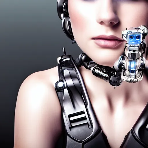 Image similar to portrait photo of a beautiful female cyborg