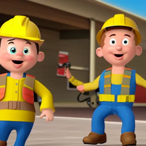 Image similar to bob the builder as a real person, photorealistic, cinematic