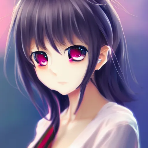 Prompt: an anime portrait of a cute girl by Rounin Kousuke, Kafuku Ren, Monen, Momiji Mae, trending on artstation