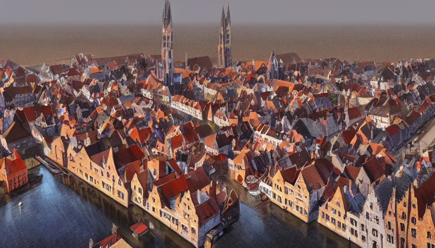 Image similar to Digital painting of Bruges, hyperdetailed, artstation, cgsociety, 8k