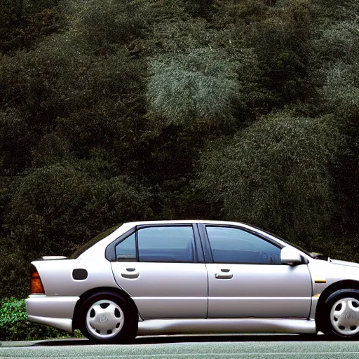 Prompt: 1995 Mitsubishi Lancer, city views, professional photography