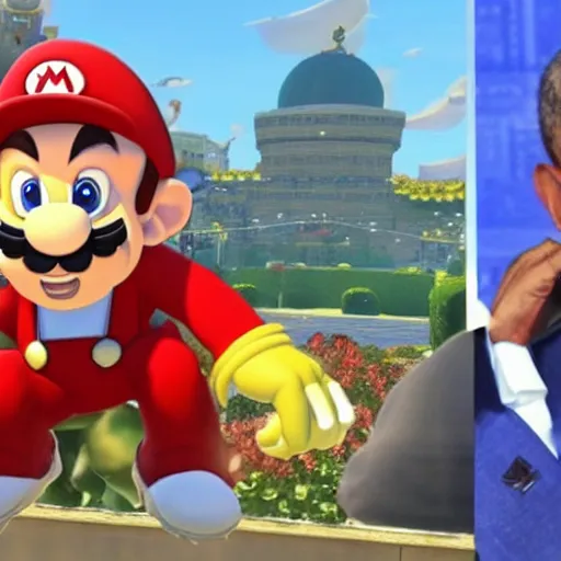 Image similar to “ obama calls bowser gay in mario odyssey. ”