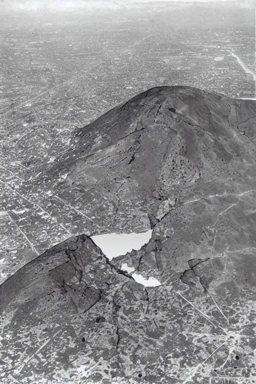 Image similar to retro photograph of giant crack!!!!!! in the sky above southern california city