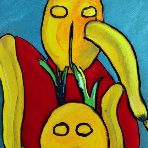 Image similar to banana face, award winning art